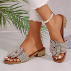 Women's Casual Rhinestone Slip-On Sandals